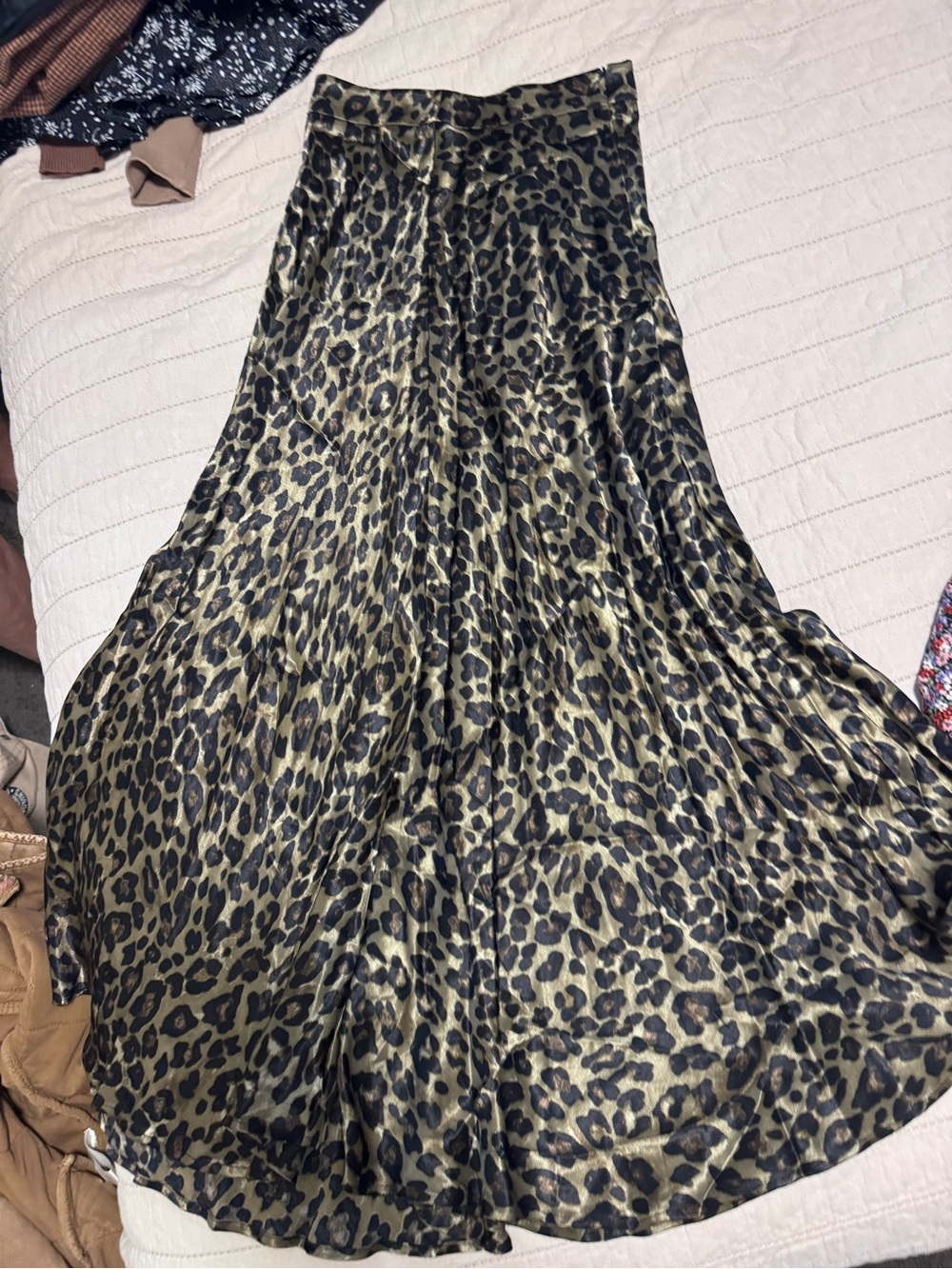 Zara Leopard Print Maxi Skirt - Olive and Black